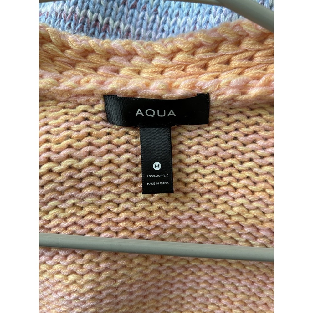 Aqua Pastel Rainbow Ombre Soft Knit Cardigan M Y2K Fairycore Coquette Colorful - Picture 7 of 7